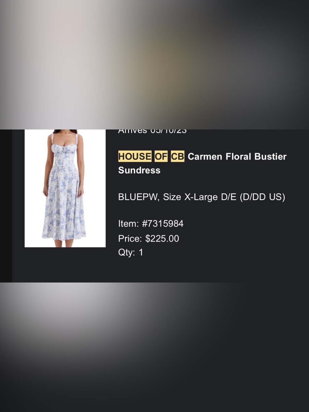 House of CB Blue Floral Print White Dress - Picture 5 of 5